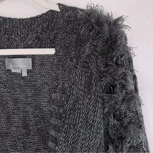 Anthropologie - O/S Braided Sleeve Cardigan Sweater - Dark Grey